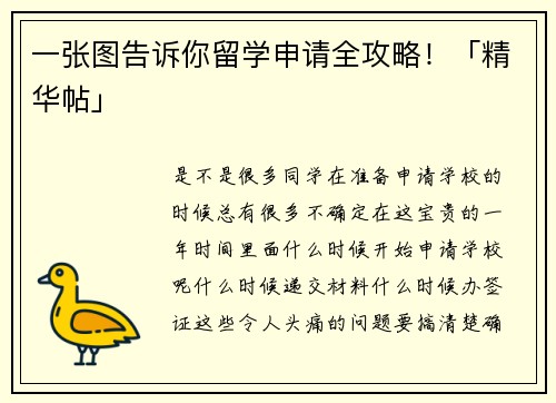 一张图告诉你留学申请全攻略！「精华帖」